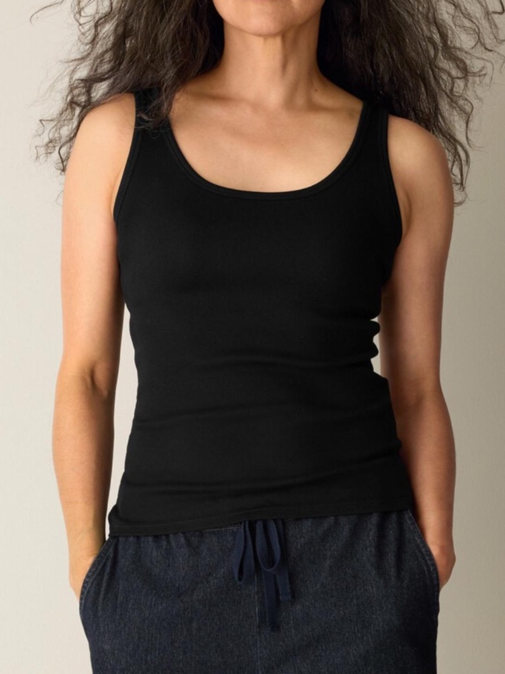 Eileen Fisher Organic Cotton Stretch Rib Scoop Neck Tank